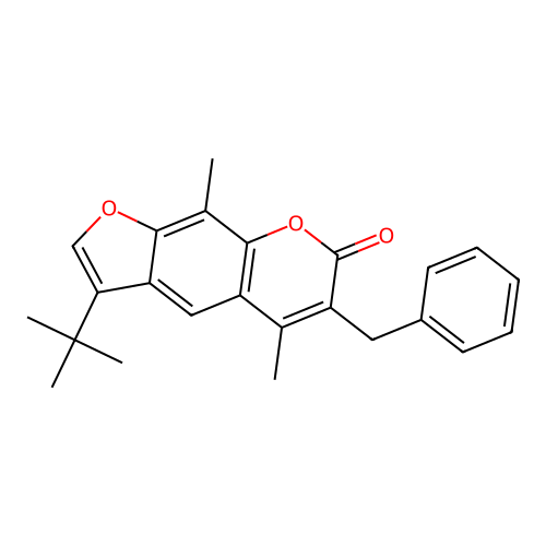 6-benzyl-3-tert-butyl-5,9-dimethyl-7H-furo[3,2-g]chromen-7-one structure