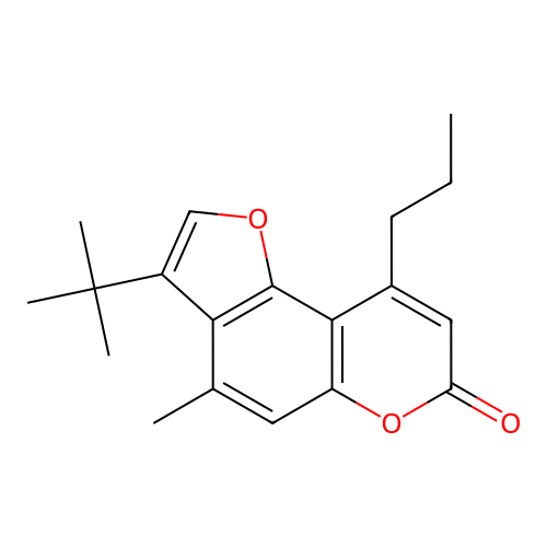 3-tert-butyl-4-methyl-9-propyl-7H-furo[2,3-f]chromen-7-one structure