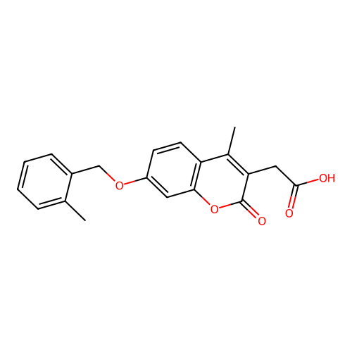 {4-methyl-7-[(2-methylbenzyl)oxy]-2-oxo-2H-chromen-3-yl}acetic acid structure