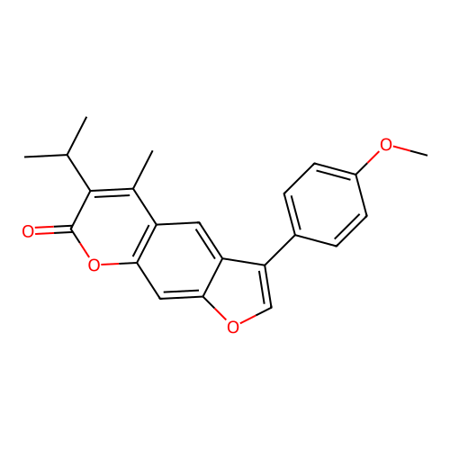 6-isopropyl-3-(4-methoxyphenyl)-5-methyl-7H-furo[3,2-g]chromen-7-one structure
