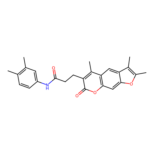 N-(3,4-dimethylphenyl)-3-(2,3,5-trimethyl-7-oxo-7H-furo[3,2-g]chromen-6-yl)propanamide structure