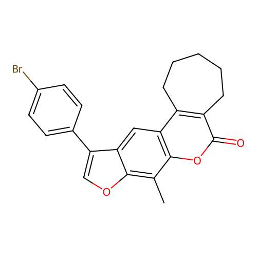 11-(4-bromophenyl)-8-methyl-2,3,4,5-tetrahydrocyclohepta[c]furo[3,2-g]chromen-6(1H)-one structure