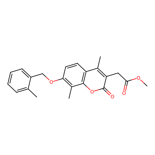 methyl {4,8-dimethyl-7-[(2-methylbenzyl)oxy]-2-oxo-2H-chromen-3-yl}acetate structure