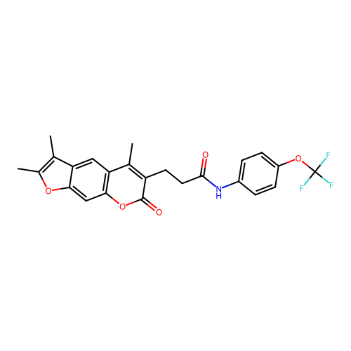 N-(4-(trifluoromethoxy)phenyl)-3-(2,3,5-trimethyl-7-oxo-7H-furo[3,2-g]chromen-6-yl)propanamide structure