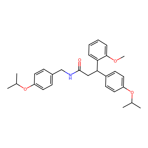 N-(4-isopropoxybenzyl)-3-(4-isopropoxyphenyl)-3-(2-methoxyphenyl)propionamide structure
