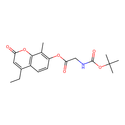 4-ethyl-8-methyl-2-oxo-2H-chromen-7-yl N-(tert-butoxycarbonyl)glycinate structure