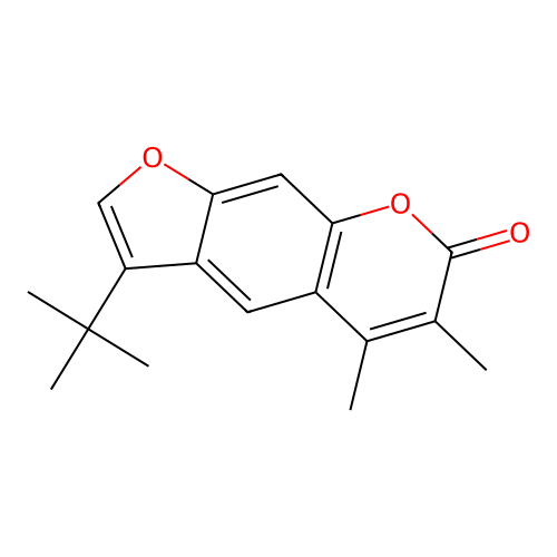3-tert-butyl-5,6-dimethyl-7H-furo[3,2-g]chromen-7-one structure