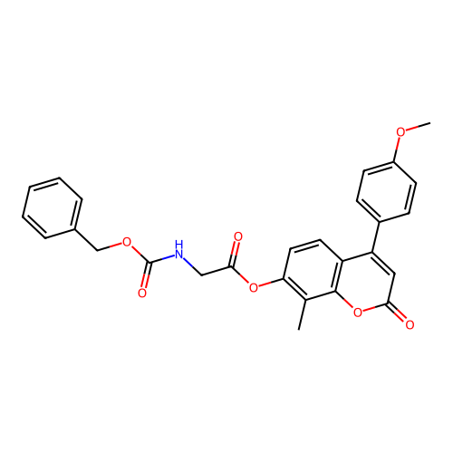 4-(4-methoxyphenyl)-8-methyl-2-oxo-2H-chromen-7-yl 2-(((benzyloxy)carbonyl)amino)acetate structure