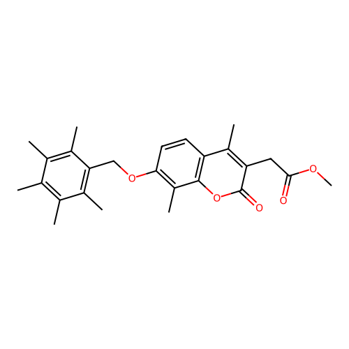methyl {4,8-dimethyl-2-oxo-7-[(pentamethylbenzyl)oxy]-2H-chromen-3-yl}acetate structure