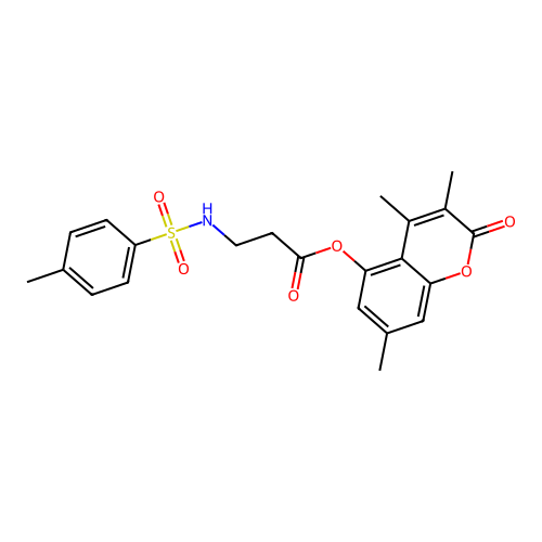 3,4,7-trimethyl-2-oxo-2H-chromen-5-yl 3-(4-methylphenylsulfonamido)propanoate structure