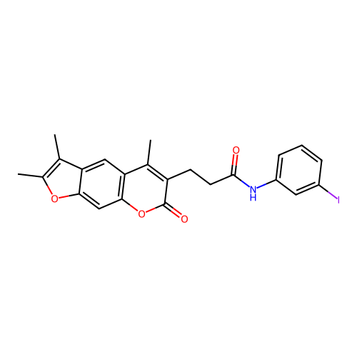 N-(3-iodophenyl)-3-(2,3,5-trimethyl-7-oxo-7H-furo[3,2-g]chromen-6-yl)propanamide structure