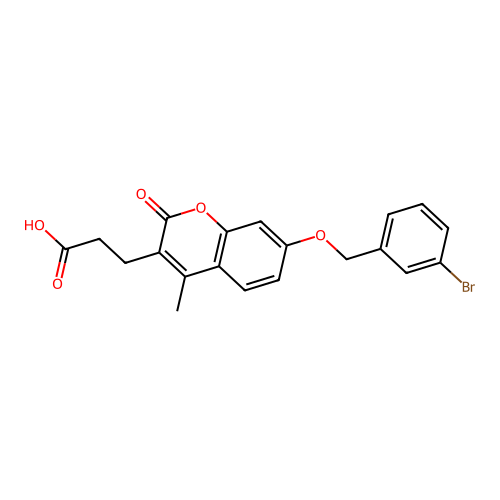 3-{7-[(3-bromobenzyl)oxy]-4-methyl-2-oxo-2H-chromen-3-yl}propanoic acid structure