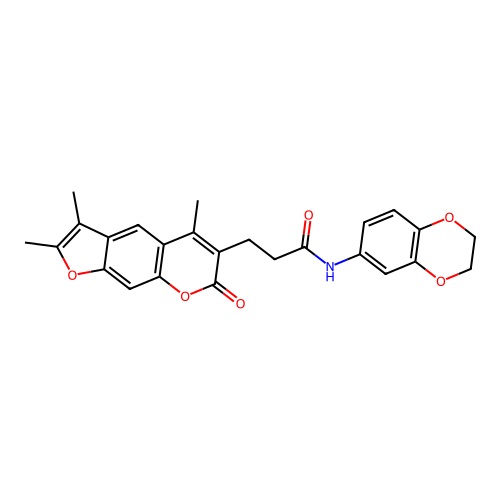 N-(2,3-dihydrobenzo[b][1,4]dioxin-6-yl)-3-(2,3,5-trimethyl-7-oxo-7H-furo[3,2-g]chromen-6-yl)propanamide structure