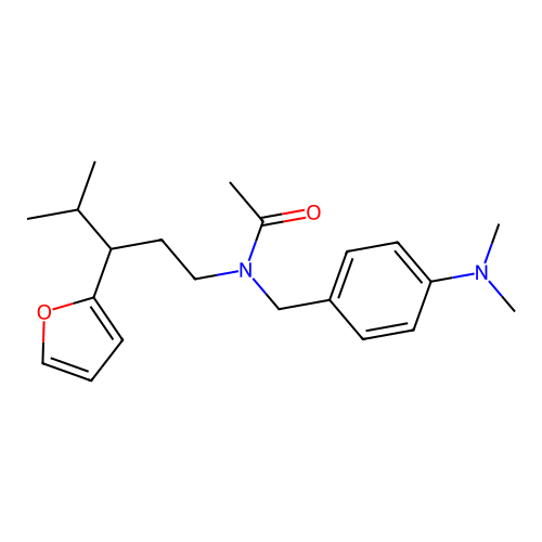 N-(4-(dimethylamino)benzyl)-N-(3-(furan-2-yl)-4-methylpentyl)acetamide structure