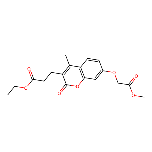 Ethyl 3-[7-(2-methoxy-2-oxoethoxy)-4-methyl-2-oxochromen-3-yl]propanoate structure