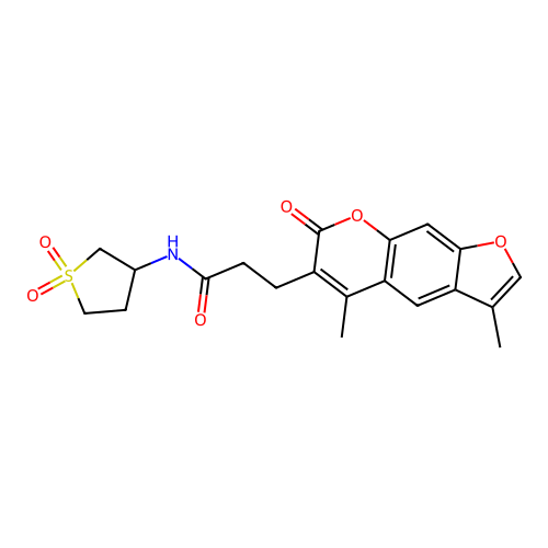 3-(3,5-dimethyl-7-oxo-7H-furo[3,2-g]chromen-6-yl)-N-(1,1-dioxidotetrahydrothiophen-3-yl)propanamide structure