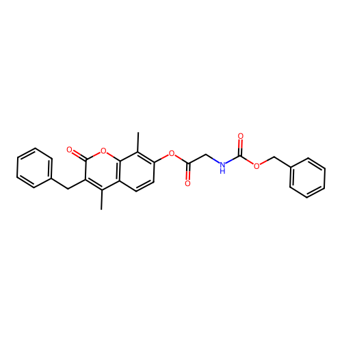 3-benzyl-4,8-dimethyl-2-oxo-2H-chromen-7-yl N-[(benzyloxy)carbonyl]glycinate structure