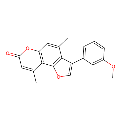 3-(3-methoxyphenyl)-4,9-dimethyl-7H-furo[2,3-f]chromen-7-one structure