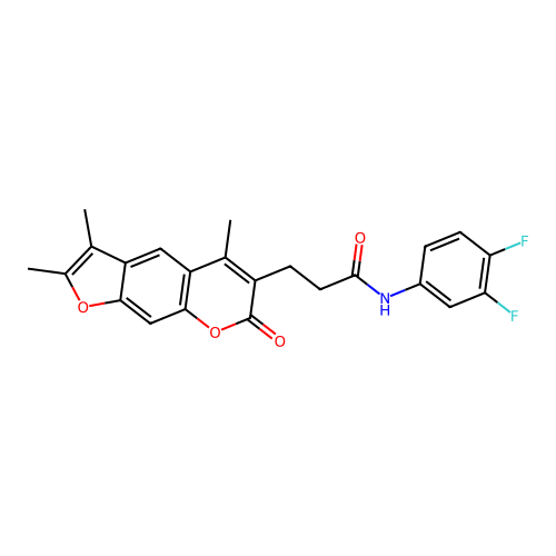 N-(3,4-difluorophenyl)-3-(2,3,5-trimethyl-7-oxo-7H-furo[3,2-g]chromen-6-yl)propanamide structure