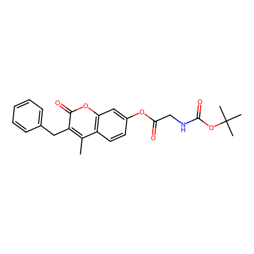 3-benzyl-4-methyl-2-oxo-2H-chromen-7-yl 2-((tert-butoxycarbonyl)amino)acetate structure