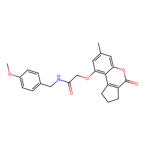 N-(4-methoxybenzyl)-2-((7-methyl-4-oxo-1,2,3,4-tetrahydrocyclopenta[c]chromen-9-yl)oxy)acetamide structure