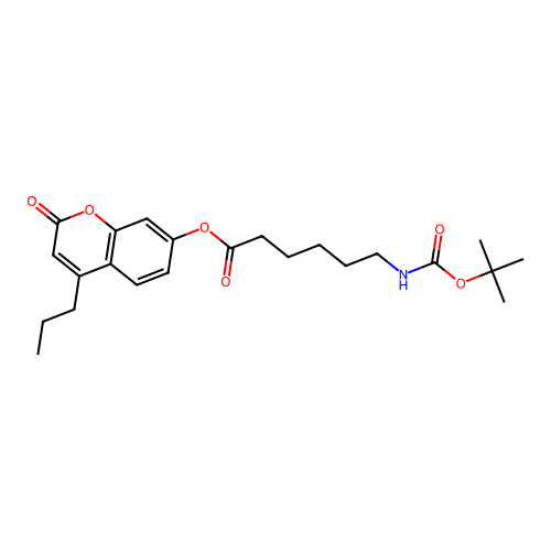 2-oxo-4-propyl-2H-chromen-7-yl 6-((tert-butoxycarbonyl)amino)hexanoate structure