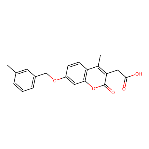 {4-methyl-7-[(3-methylbenzyl)oxy]-2-oxo-2H-chromen-3-yl}acetic acid structure