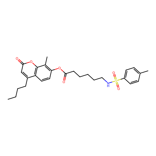 4-butyl-8-methyl-2-oxo-2H-chromen-7-yl 6-(4-methylphenylsulfonamido)hexanoate structure