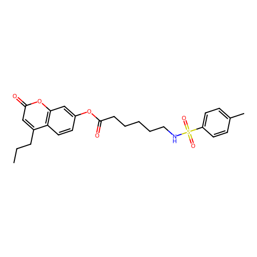 2-oxo-4-propyl-2H-chromen-7-yl 6-{[(4-methylphenyl)sulfonyl]amino}hexanoate structure