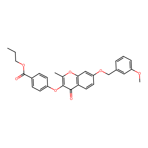 Propyl 4-{7-[(3-methoxyphenyl)methoxy]-2-methyl-4-oxochromen-3-yloxy}benzoate structure