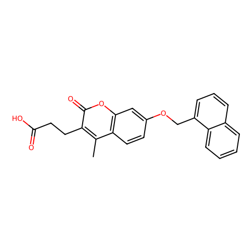 3-[4-methyl-7-(naphthalen-1-ylmethoxy)-2-oxo-2H-chromen-3-yl]propanoic acid structure