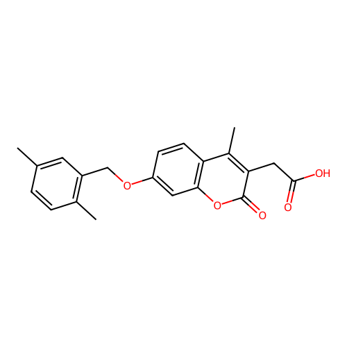 {7-[(2,5-dimethylbenzyl)oxy]-4-methyl-2-oxo-2H-chromen-3-yl}acetic acid structure