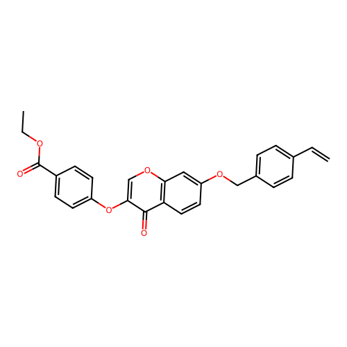 Ethyl 4-{4-oxo-7-[(4-vinylphenyl)methoxy]chromen-3-yloxy}benzoate structure