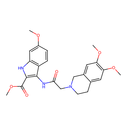 methyl 3-(2-(6,7-dimethoxy-3,4-dihydroisoquinolin-2(1H)-yl)acetamido)-6-methoxy-1H-indole-2-carboxylate structure