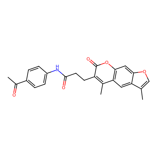 N-(4-acetylphenyl)-3-(3,5-dimethyl-7-oxo-7H-furo[3,2-g]chromen-6-yl)propanamide structure