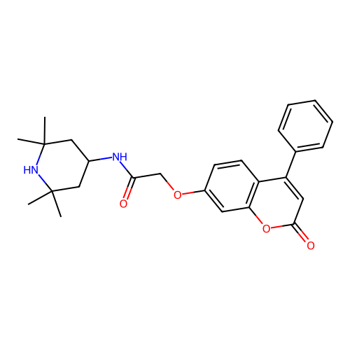 2-((2-oxo-4-phenyl-2H-chromen-7-yl)oxy)-N-(2,2,6,6-tetramethylpiperidin-4-yl)acetamide structure