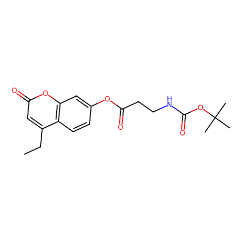 4-ethyl-2-oxo-2H-chromen-7-yl N-(tert-butoxycarbonyl)-beta-alaninate structure