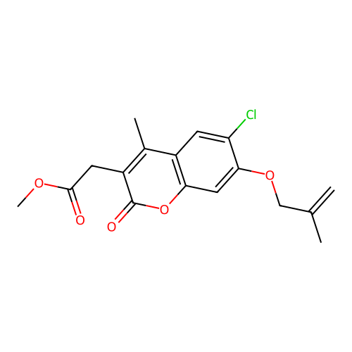 Methyl 2-[6-chloro-4-methyl-7-(2-methylprop-2-enoxy)-2-oxochromen-3-yl]acetate structure