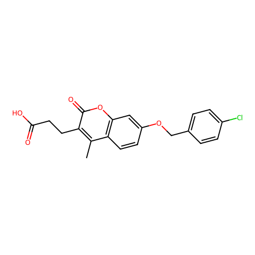 3-{7-[(4-chlorobenzyl)oxy]-4-methyl-2-oxo-2H-chromen-3-yl}propanoic acid structure