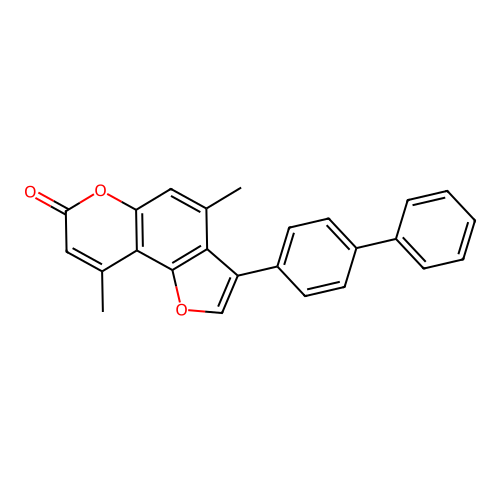 3-([1,1'-biphenyl]-4-yl)-4,9-dimethyl-7H-furo[2,3-f]chromen-7-one structure