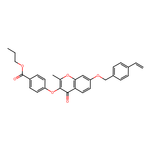 Propyl 4-{2-methyl-4-oxo-7-[(4-vinylphenyl)methoxy]chromen-3-yloxy}benzoate structure