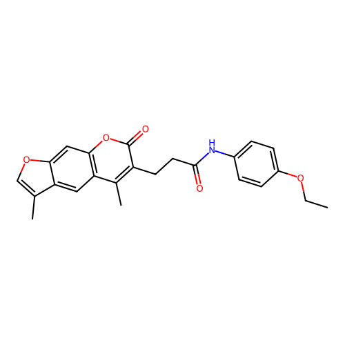 3-(3,5-dimethyl-7-oxo-7H-furo[3,2-g]chromen-6-yl)-N-(4-ethoxyphenyl)propanamide structure