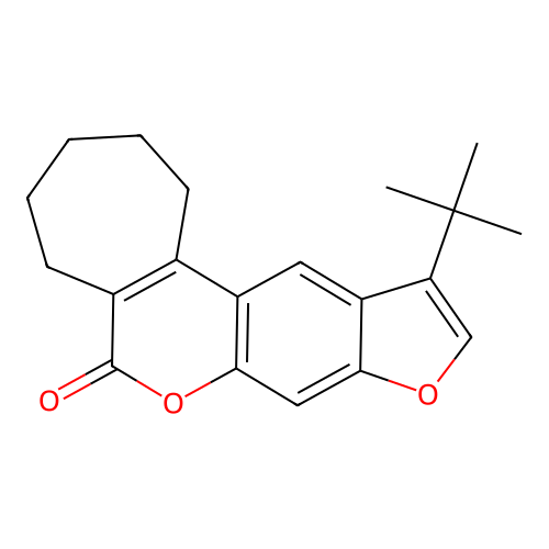 11-tert-butyl-2,3,4,5-tetrahydrocyclohepta[c]furo[3,2-g]chromen-6(1H)-one structure