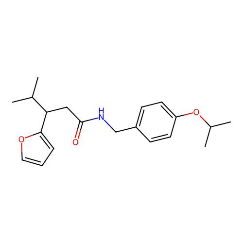 3-(furan-2-yl)-N-(4-isopropoxybenzyl)-4-methylpentanamide structure