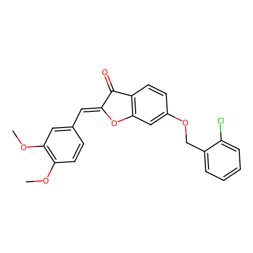 (Z)-6-((2-chlorobenzyl)oxy)-2-(3,4-dimethoxybenzylidene)benzofuran-3(2H)-one structure