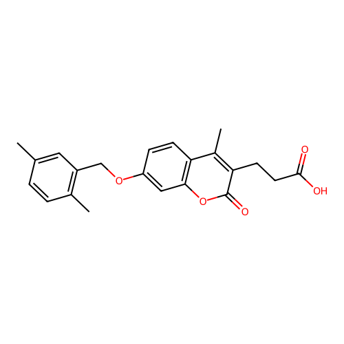 3-{7-[(2,5-dimethylbenzyl)oxy]-4-methyl-2-oxo-2H-chromen-3-yl}propanoic acid structure