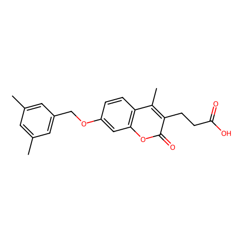 3-{7-[(3,5-dimethylbenzyl)oxy]-4-methyl-2-oxo-2H-chromen-3-yl}propanoic acid structure