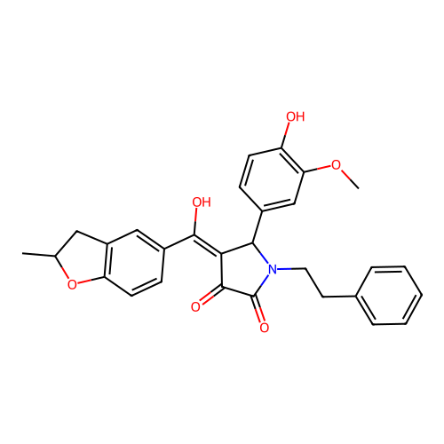 3-hydroxy-5-(4-hydroxy-3-methoxyphenyl)-4-(2-methyl-2,3-dihydro-1-benzofuran-5-carbonyl)-1-(2-phenylethyl)-2,5-dihydro-1H-pyrrol-2-one structure