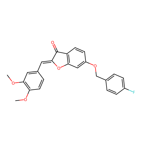 (Z)-2-(3,4-dimethoxybenzylidene)-6-((4-fluorobenzyl)oxy)benzofuran-3(2H)-one structure
