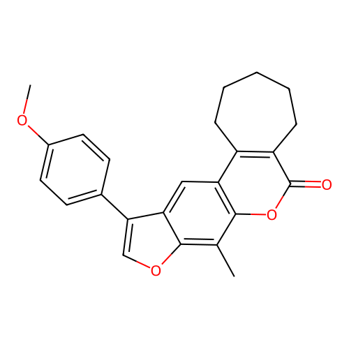 11-(4-methoxyphenyl)-8-methyl-2,3,4,5-tetrahydrocyclohepta[c]furo[3,2-g]chromen-6(1H)-one structure